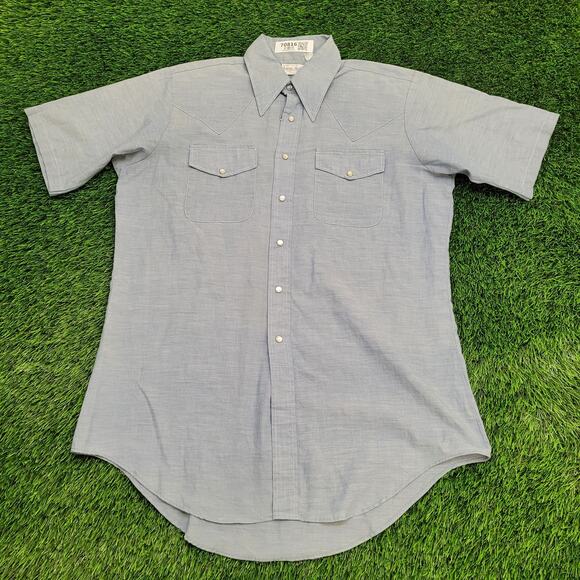 Vintage 70s MOD Pearl-Snap Shirt Large 24x35 Long-Tails - Picture 1 of 10